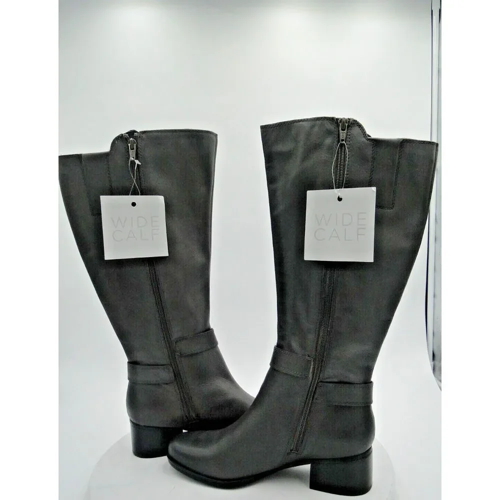 Naturalizer Women's‎ Size 7.5 Gray Kelso Leather knee high boots Zip-up New